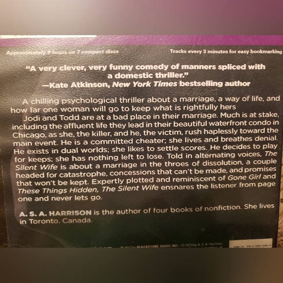 The Silent Wife Thriller Book on CDs by A SA Harrison - Picture 2 of 2